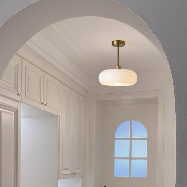 Living Room Modern Ceiling Light | Amber Glass Round