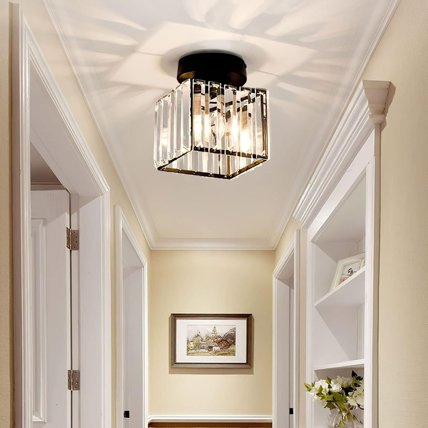 Hallway Modern Ceiling Light | Crystal Flush Mount