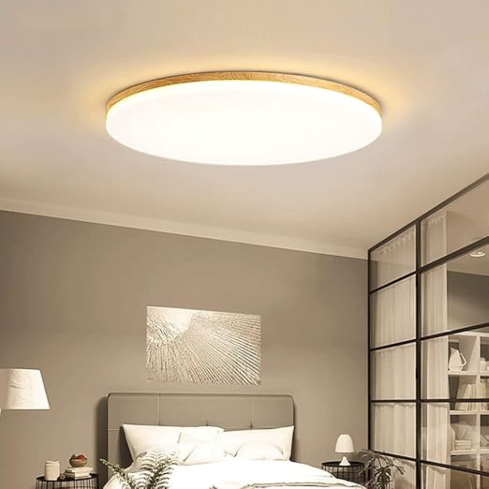 Minimalist Round Flush Mount Ceiling Light | Modern Bedroom Lighting Fixture