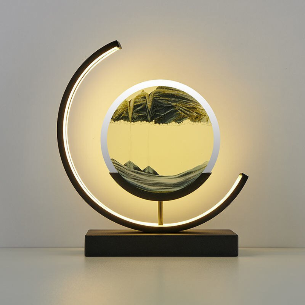 Living Room Dynamic Table Lamp | Crescent Shaped Sand Art Design