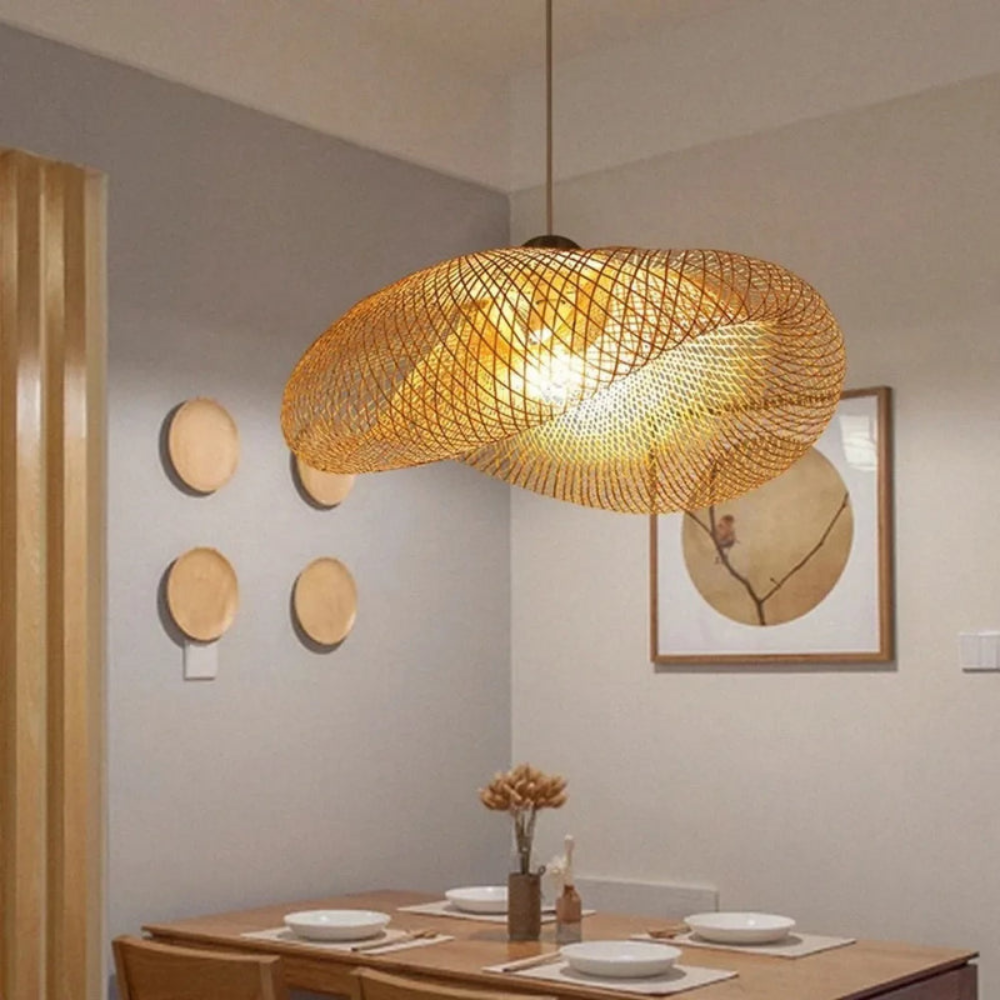 Woven Pendant Light | LED Indoor Hanging Lamp for Dining and Living Room