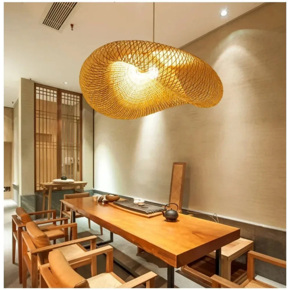 Woven Pendant Light | LED Indoor Hanging Lamp for Dining and Living Room
