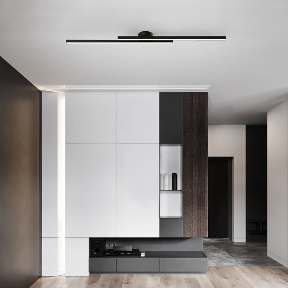 Modern Long Strip LED Ceiling Light | Sleek Semi Flush Mount for Living Rooms and Hallways