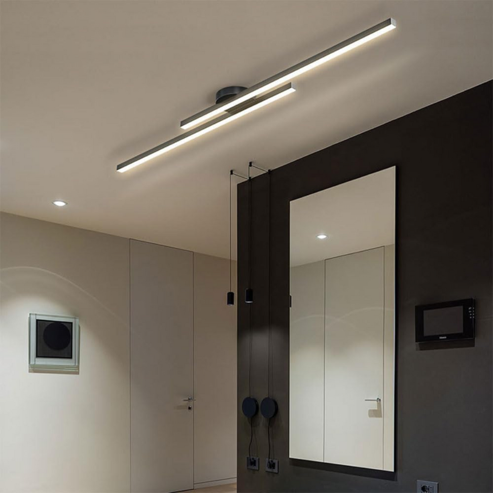 Modern Long Strip LED Ceiling Light | Sleek Semi Flush Mount for Living Rooms and Hallways
