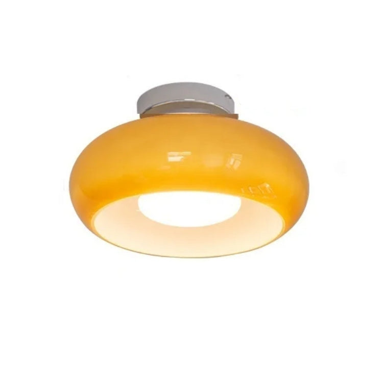 Living Room Modern Ceiling Light | Amber Glass Round