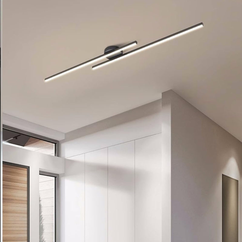 Modern Long Strip LED Ceiling Light | Sleek Semi Flush Mount for Living Rooms and Hallways