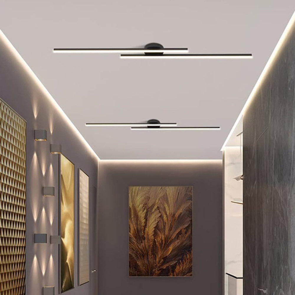 Modern Long Strip LED Ceiling Light | Sleek Semi Flush Mount for Living Rooms and Hallways