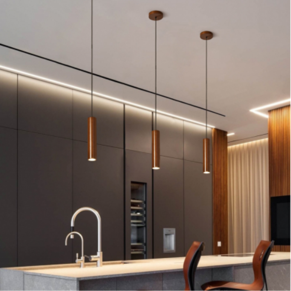 Cylindrical LED Pendant Light for Bedroom | Minimalist Modern Kitchen Island Fixture
