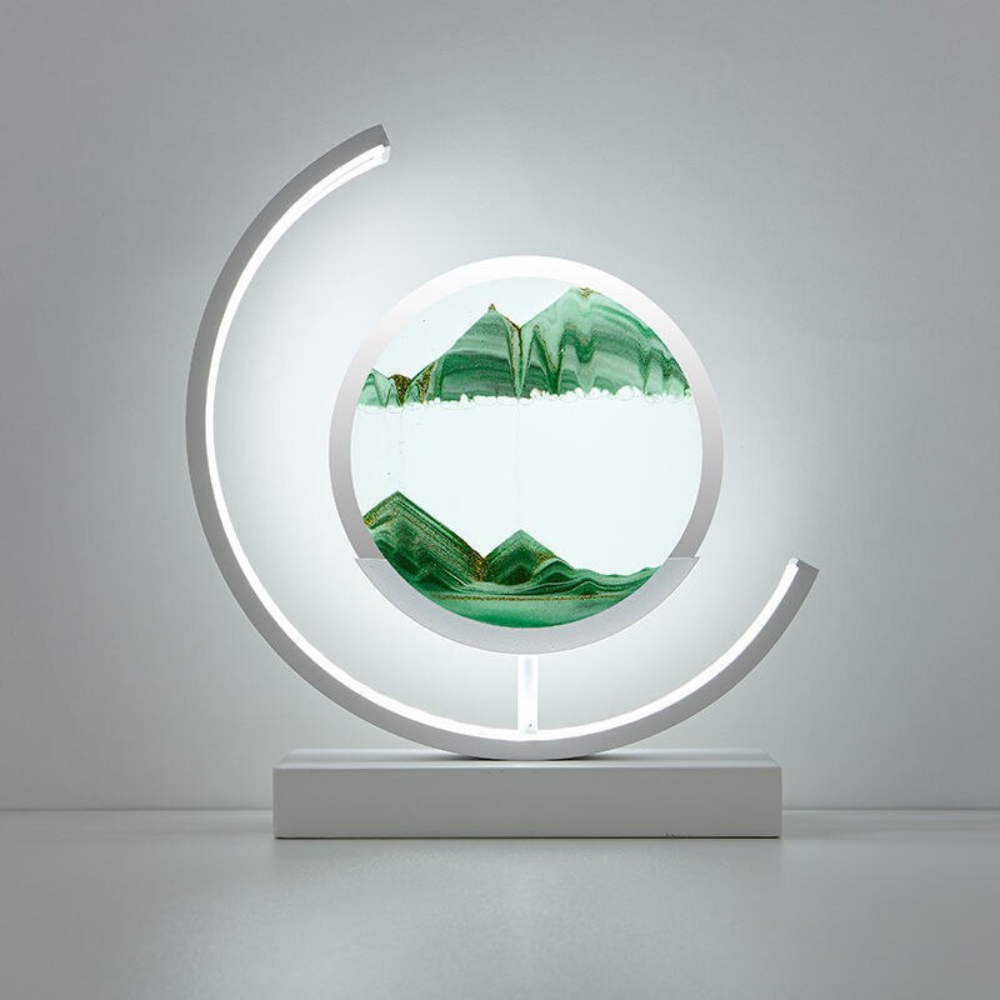 Living Room Dynamic Table Lamp | Crescent Shaped Sand Art Design