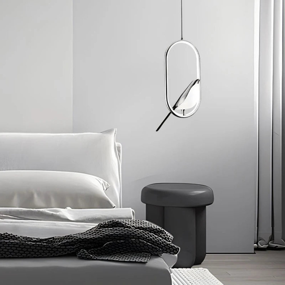 Modern Bird Pendant Light | Bedroom Nightstand LED Hanging Fixture