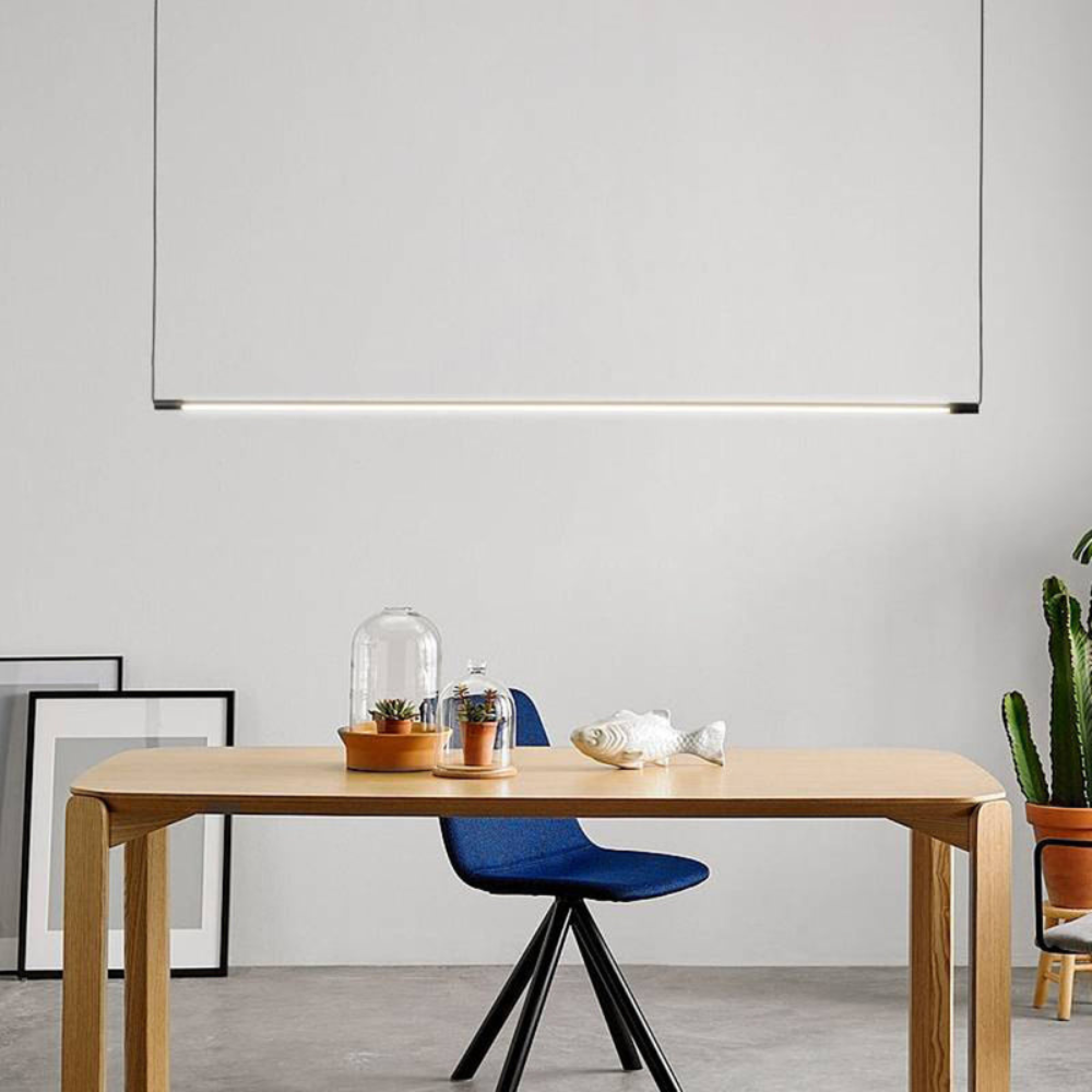 Minimalist Linear LED Pendant Light | Modern Hanging Fixture for Living Room