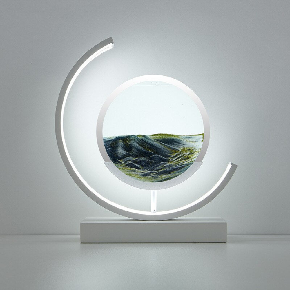 Living Room Dynamic Table Lamp | Crescent Shaped Sand Art Design