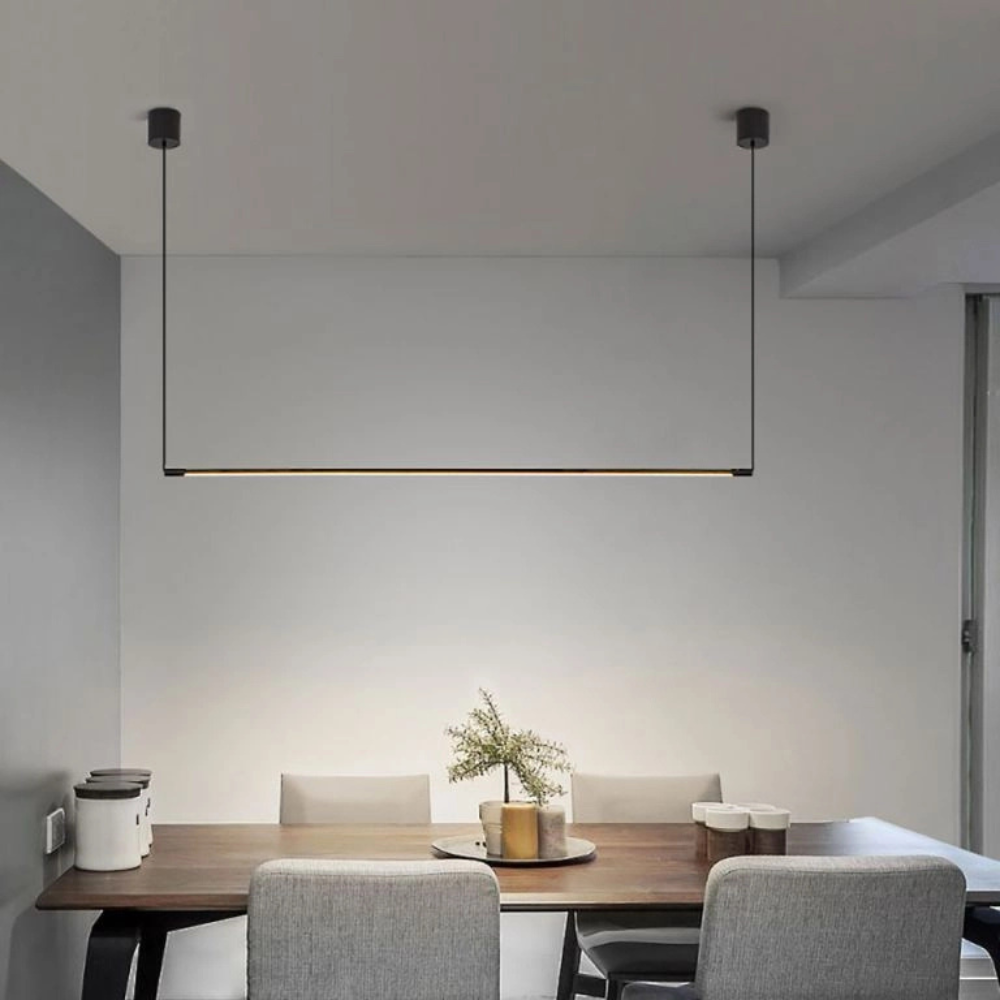 Minimalist Linear LED Pendant Light | Modern Hanging Fixture for Living Room