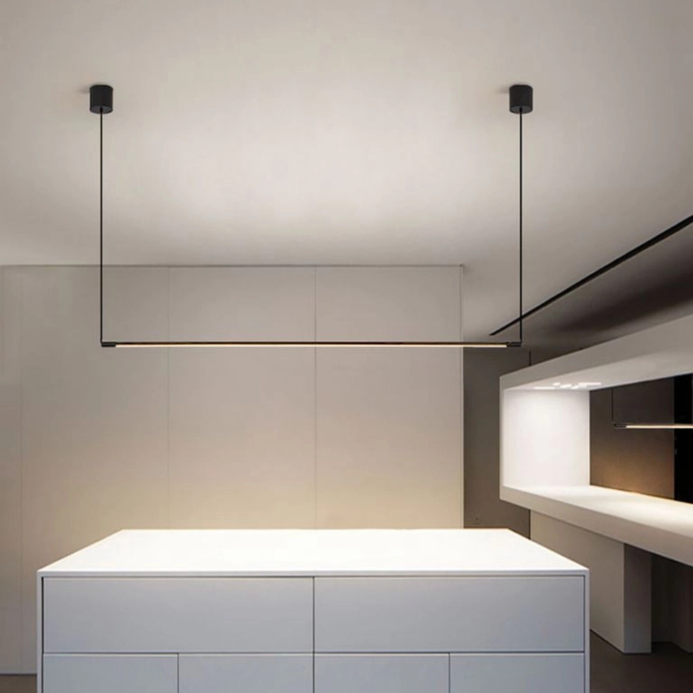 Minimalist Linear LED Pendant Light | Modern Hanging Fixture for Living Room