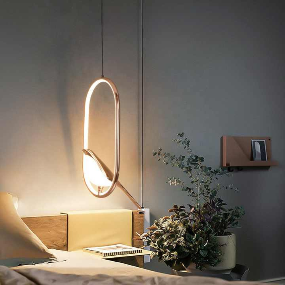 Modern Bird Pendant Light | Bedroom Nightstand LED Hanging Fixture