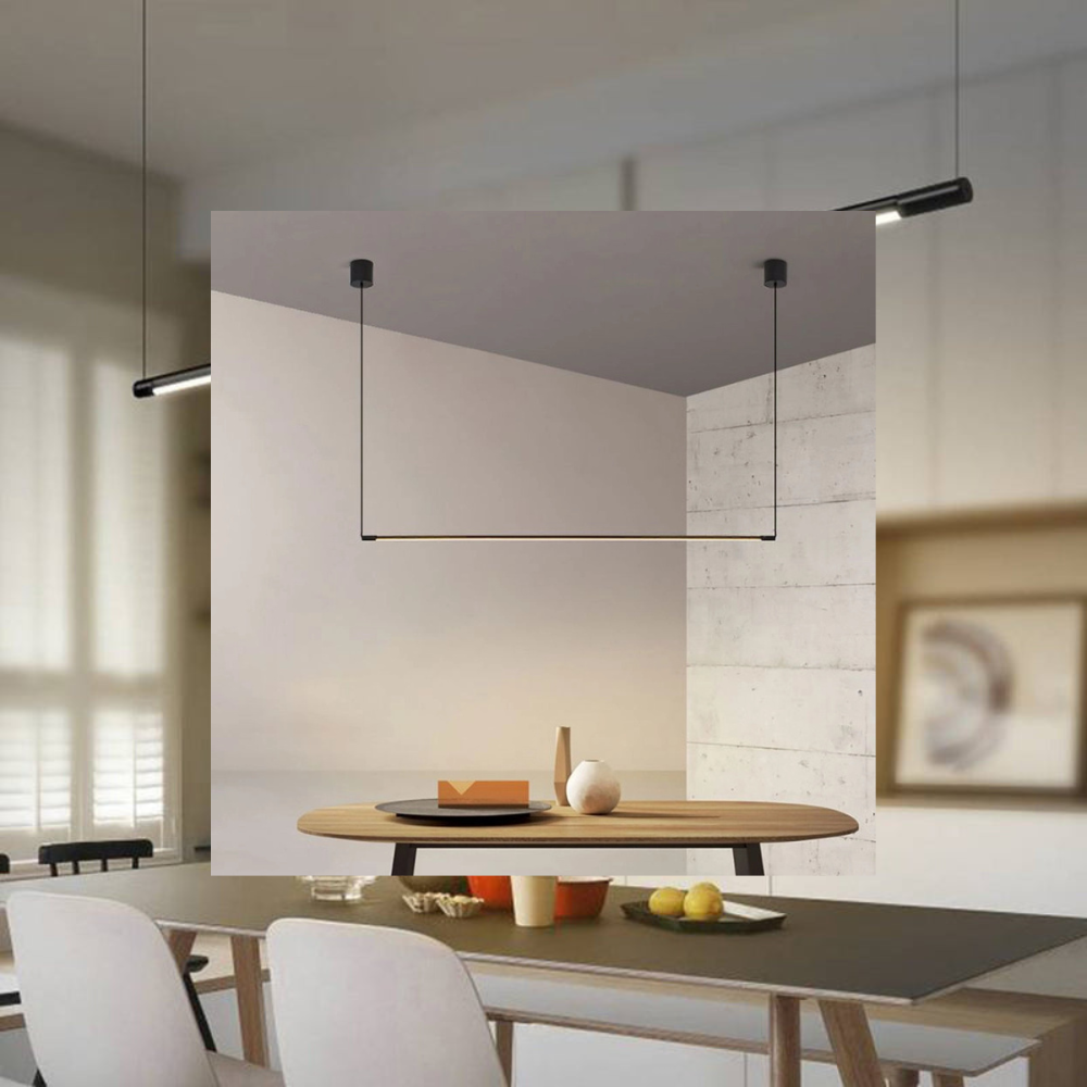 Minimalist Linear LED Pendant Light | Modern Hanging Fixture for Living Room
