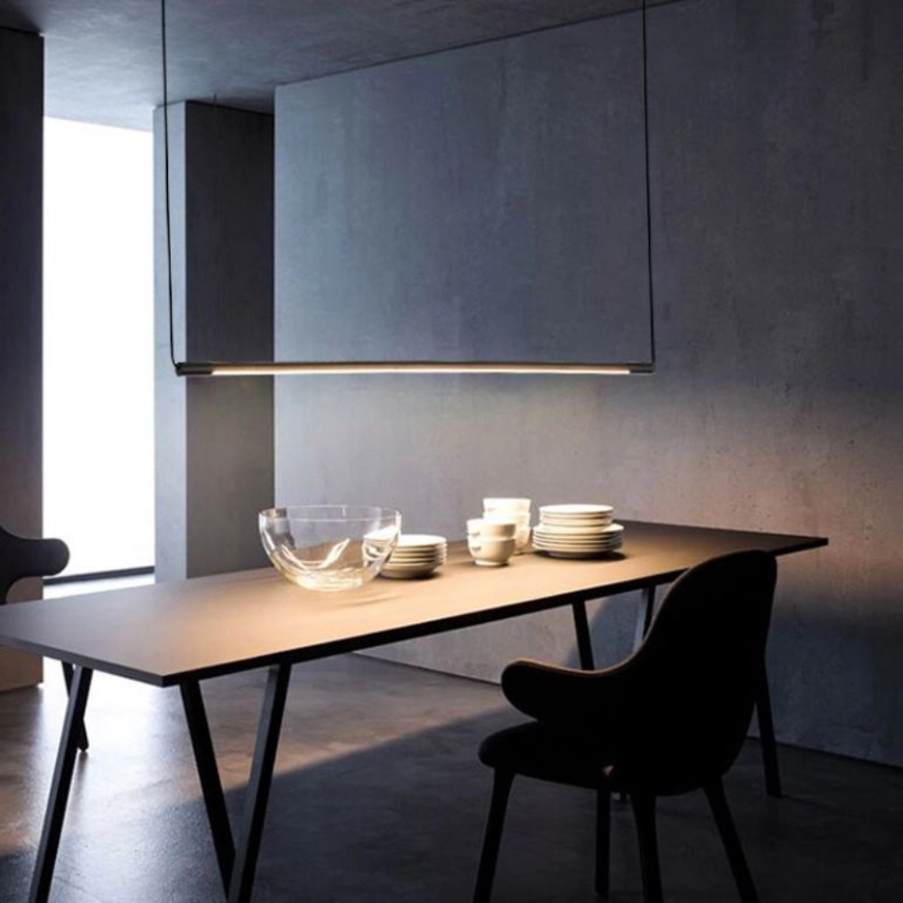 Minimalist Linear LED Pendant Light | Modern Hanging Fixture for Living Room