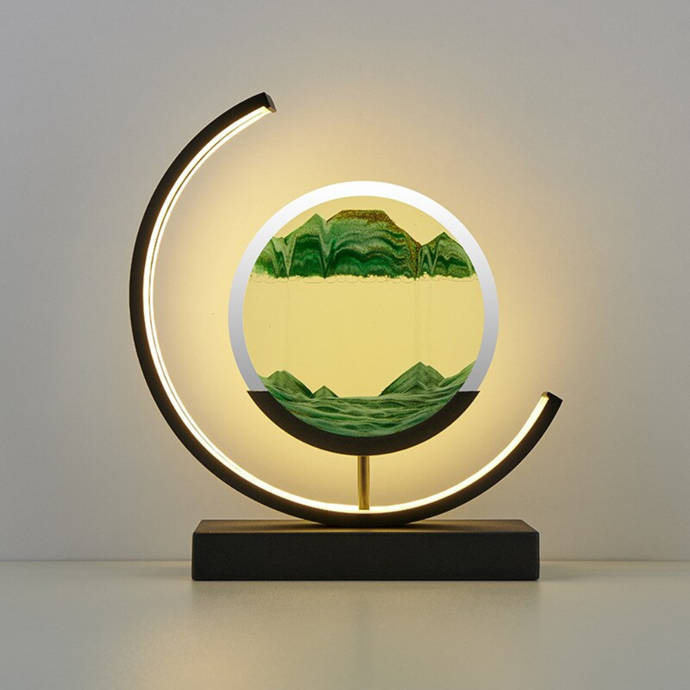 Living Room Dynamic Table Lamp | Crescent Shaped Sand Art Design