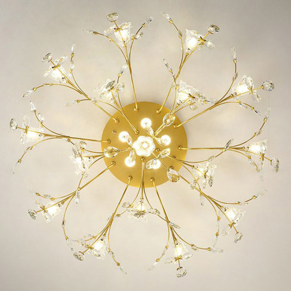 Art Deco Flower Ceiling Light | Elegant Flush Mount Fixture for Living Room or Bedroom