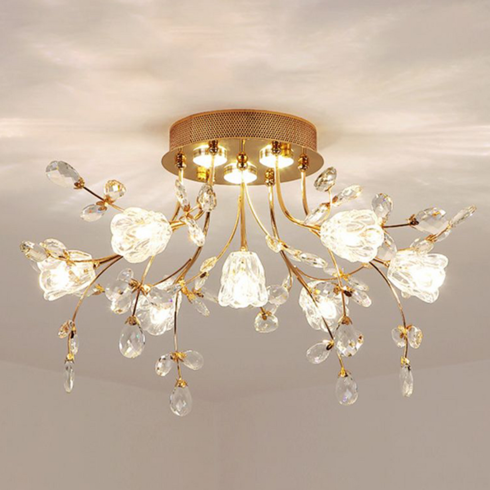 Art Deco Flower Ceiling Light | Elegant Flush Mount Fixture for Living Room or Bedroom