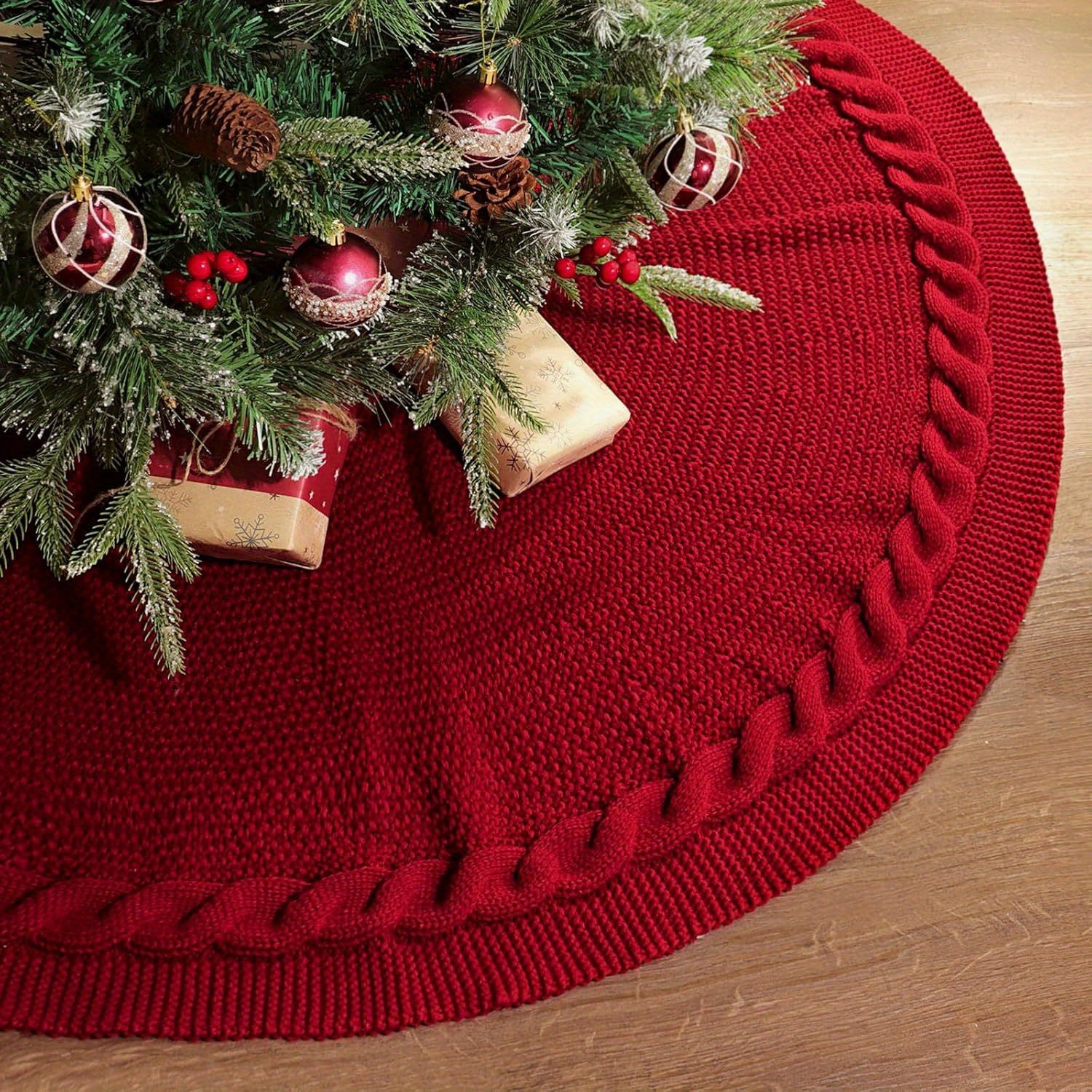 Tree Skirt Christmas | Cable Knit Pattern