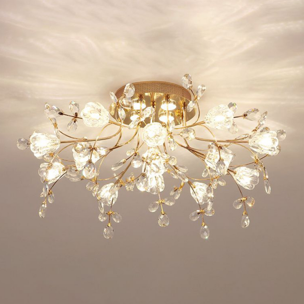 Art Deco Flower Ceiling Light | Elegant Flush Mount Fixture for Living Room or Bedroom