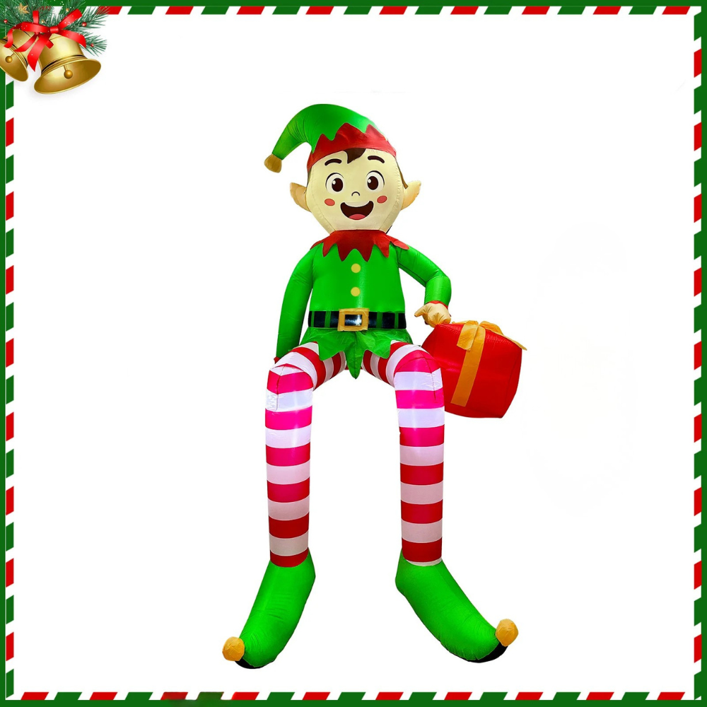 Inflatable Christmas Decoration | Sitting Elf Display