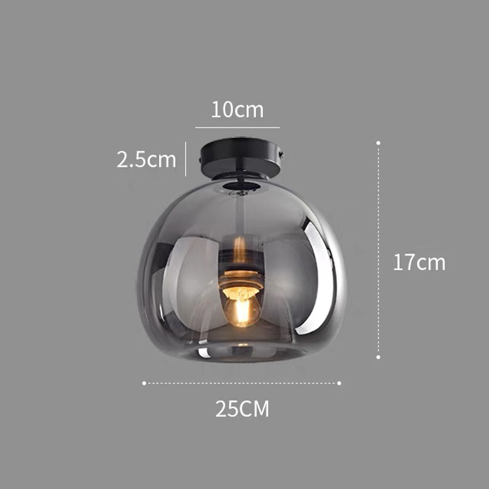Hallway Modern Ceiling Light | Copper Glass Globe