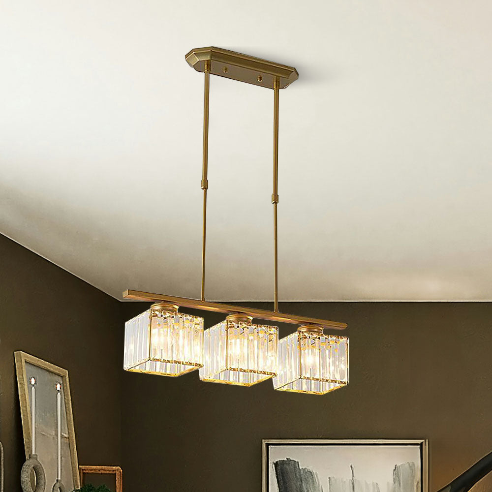Dining Room Modern Pendant Light | Rectangular Multi Glass Shade