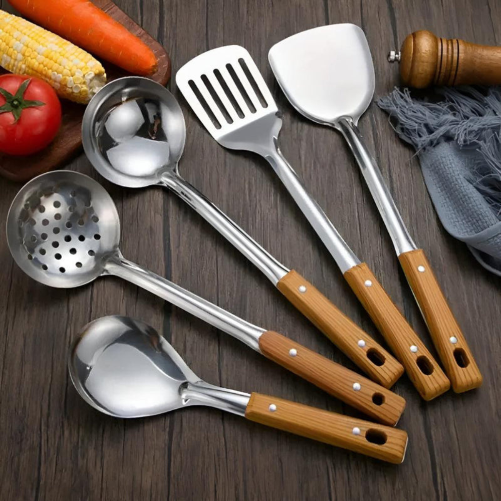 Kitchen Elegant Utensil Set | 5 Piece Stainless Steel Collection