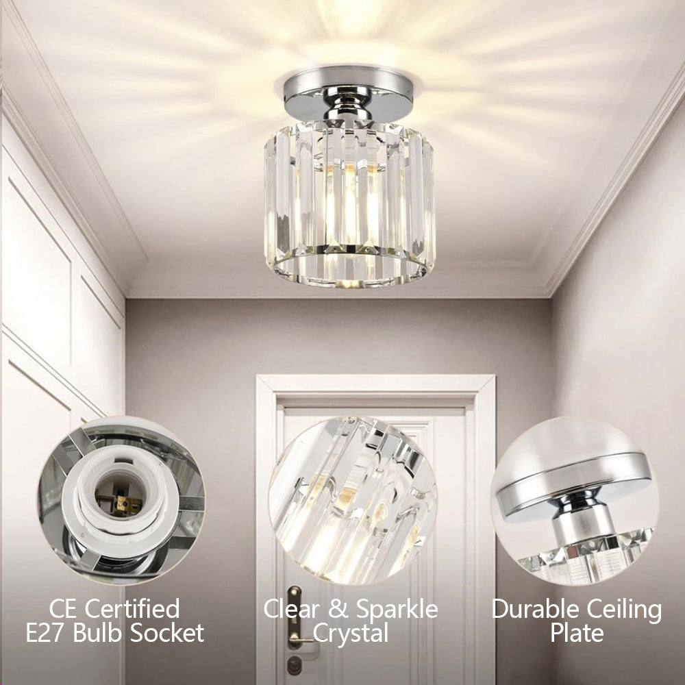 Hallway Modern Ceiling Light | Crystal Flush Mount