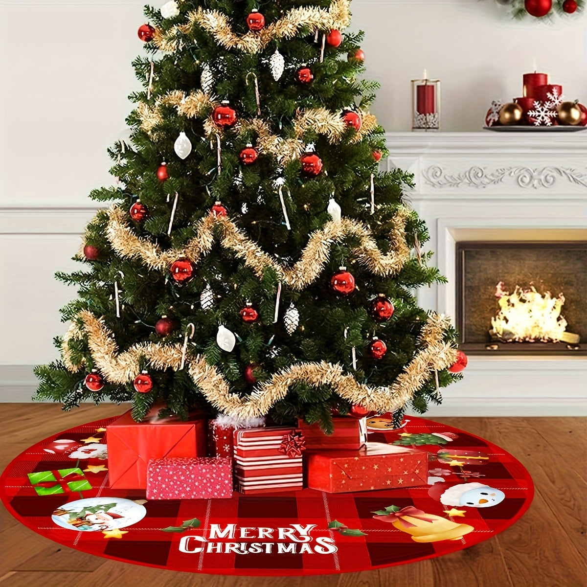 Tree Skirt Christmas | Tree and Plaid Print