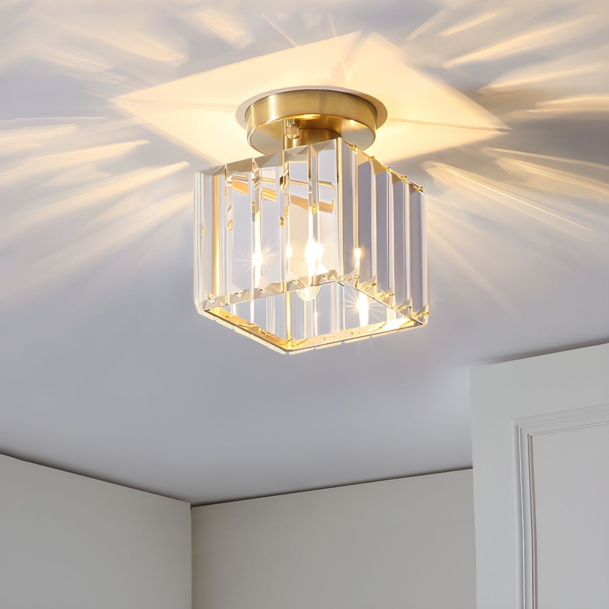 Hallway Modern Ceiling Light | Crystal Flush Mount