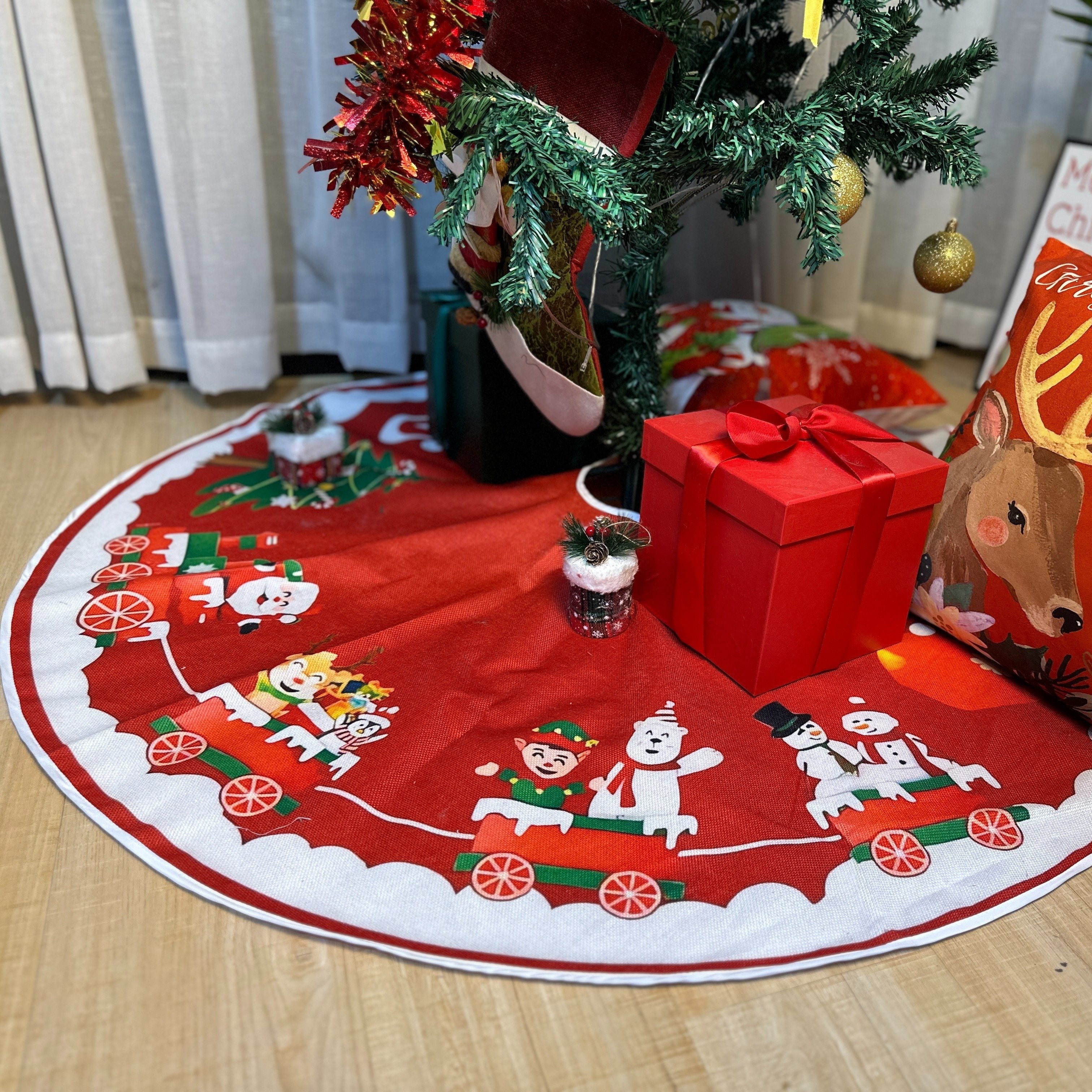 Tree Skirt Christmas | Cartoon Train Design