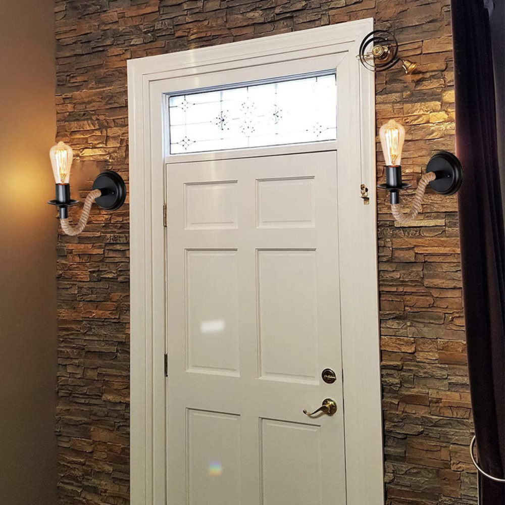 Vintage Rope Style Indoor Wall Lamp | Industrial Metal Fixture for Hallway or Bedroom