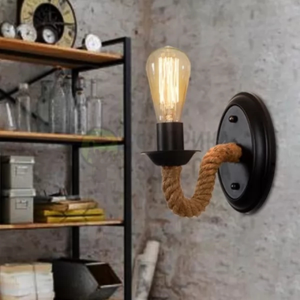 Vintage Rope Style Indoor Wall Lamp | Industrial Metal Fixture for Hallway or Bedroom