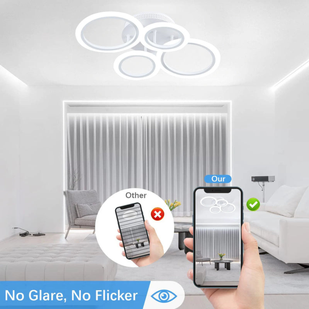 LED Ring Light Fixture | Modern Ceiling Chandelier with Remote for Bedrooms and Living Rooms
