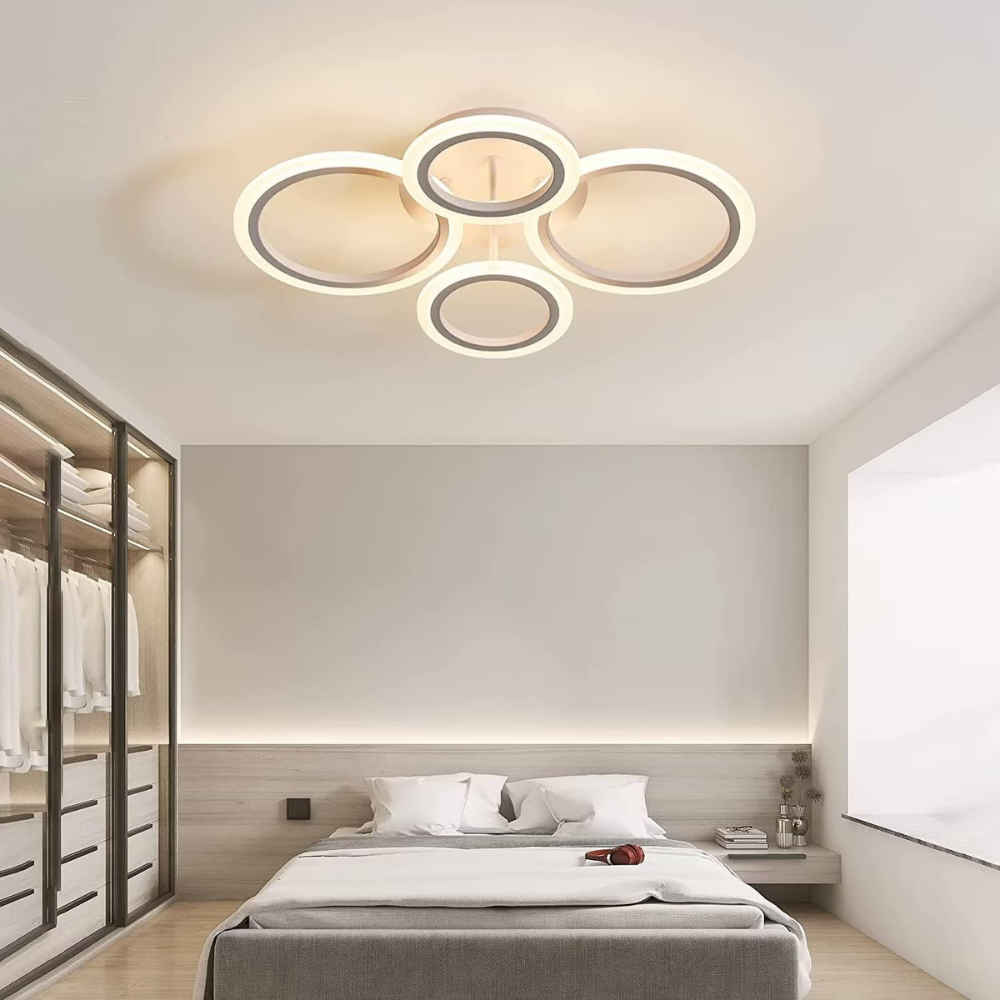 LED Ring Light Fixture | Modern Ceiling Chandelier with Remote for Bedrooms and Living Rooms