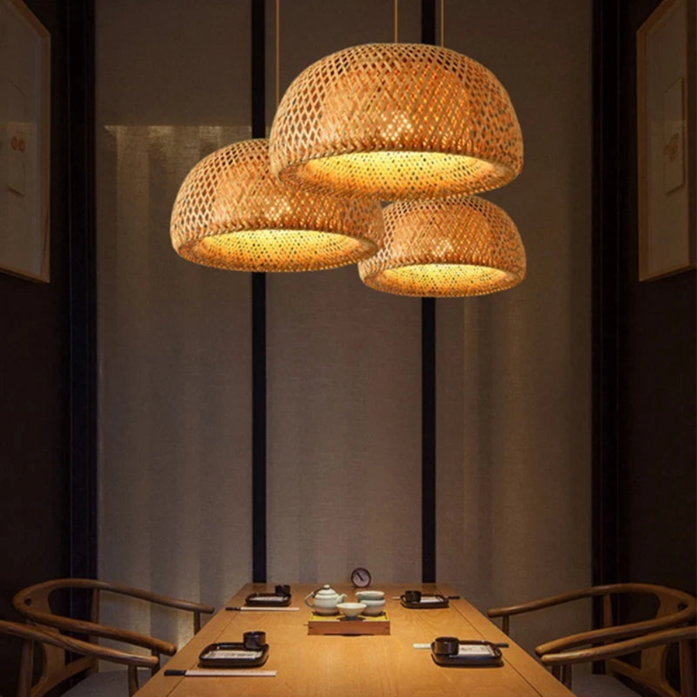 Chinese Style Pendant Light for Dining Room | Woven Ceiling Lamp with E27 Fitting
