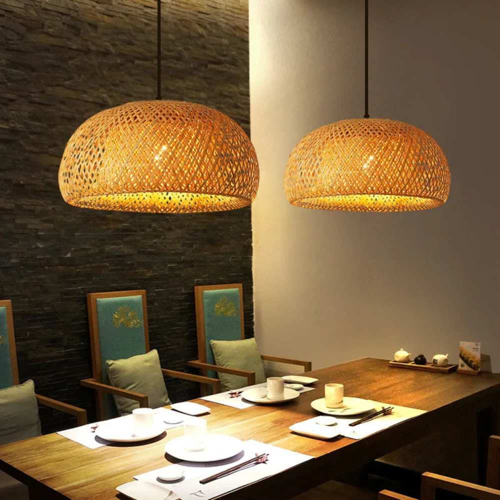 Chinese Style Pendant Light for Dining Room | Woven Ceiling Lamp with E27 Fitting