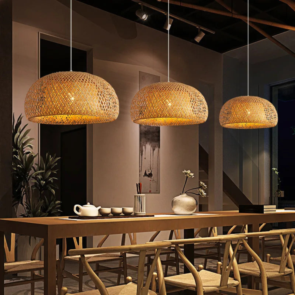 Chinese Style Pendant Light for Dining Room | Woven Ceiling Lamp with E27 Fitting