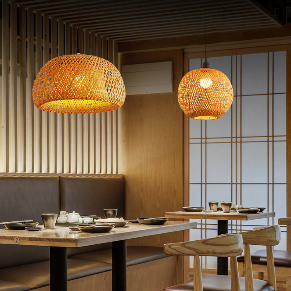 Chinese Style Pendant Light for Dining Room | Woven Ceiling Lamp with E27 Fitting