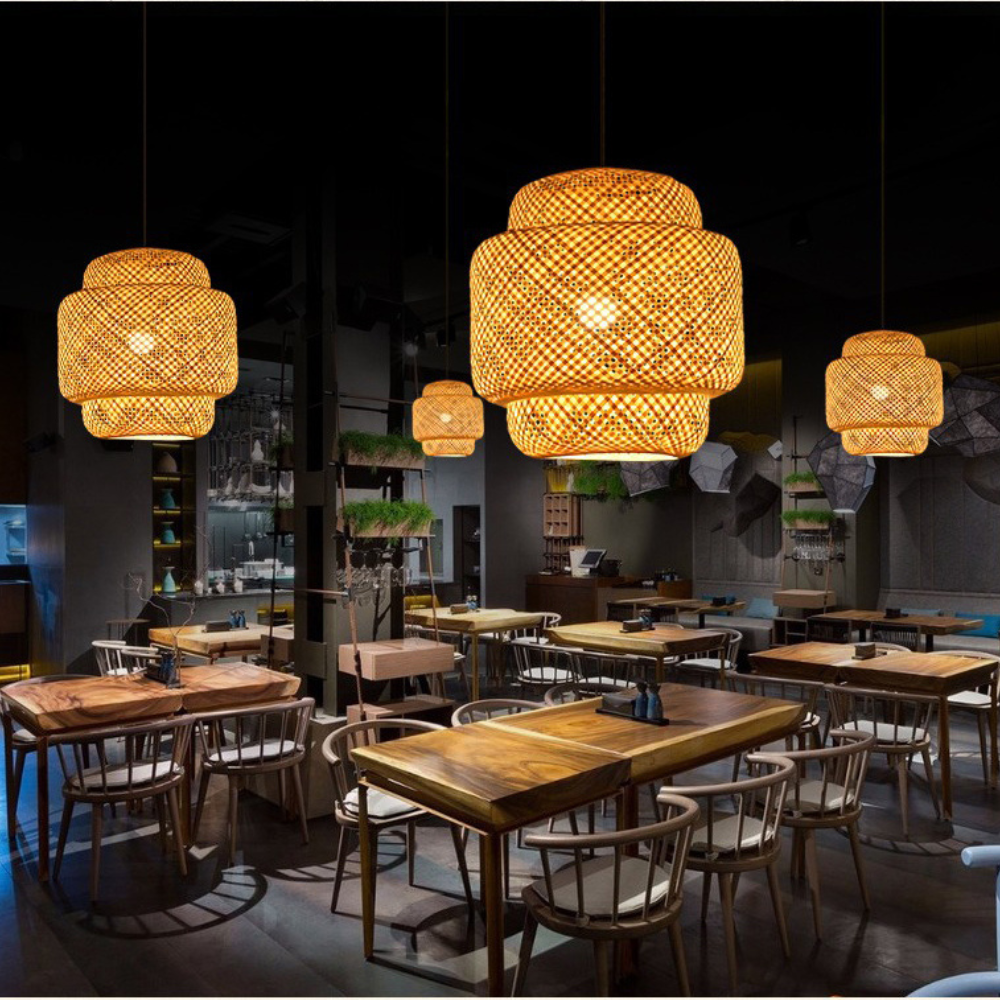 Chinese Style Pendant Light for Dining Room | Woven Ceiling Lamp with E27 Fitting