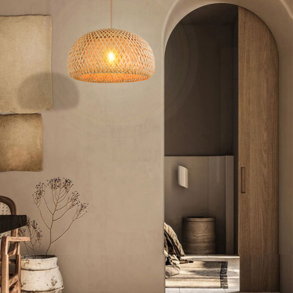 Chinese Style Pendant Light for Dining Room | Woven Ceiling Lamp with E27 Fitting