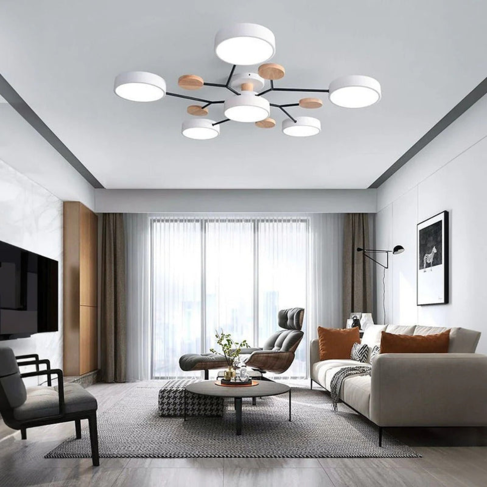 Modern Halo LED Ceiling Light | Semi-Flush Mount Fixture for Ambient Lighting