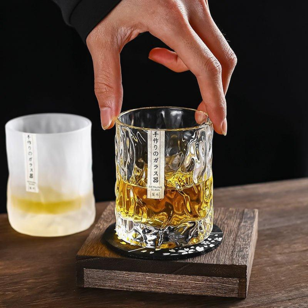 Home Bar Elegant Whiskey Glass Set | Edo Kiriko Crystal Design