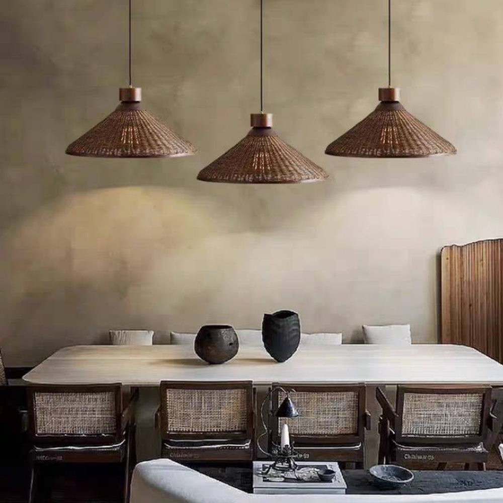 Retro LED Pendant Ceiling Light | Woven Look Fixture for Living Room, Restaurant, and Hotel