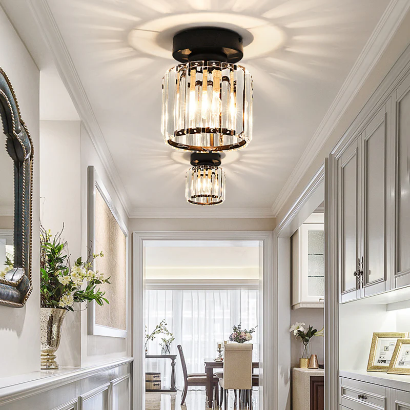 Hallway Modern Ceiling Light | Crystal Flush Mount