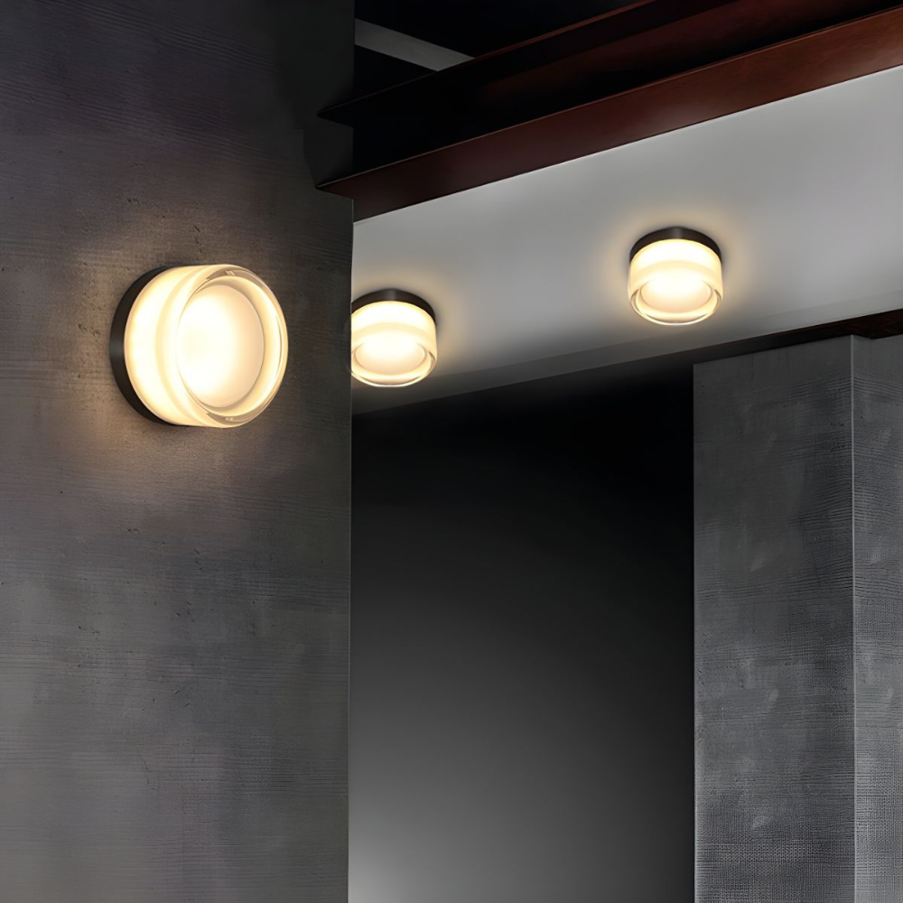Mini Outdoor Wall Lamp | Modern Drum Design