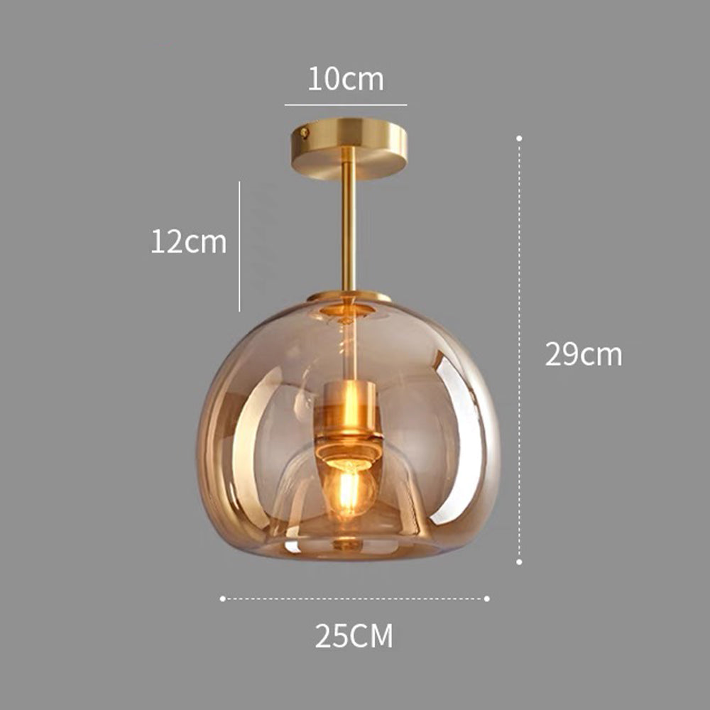 Hallway Modern Ceiling Light | Copper Glass Globe